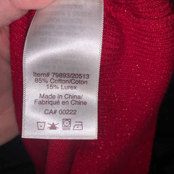 Sz.xl festive red shimmer button up knit top - Picture 4 of 4